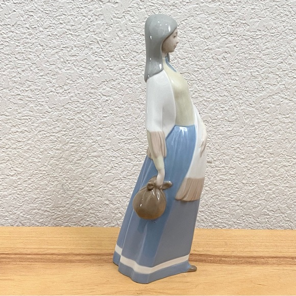 Vintage REX Valencia Hummelwerk Blue/White Porcelain Lady Pouch & Shawl Figurine - Picture 2 of 12